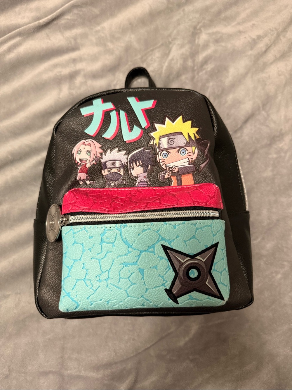 Naruto Mini Backpack in Black, Teal & Pink